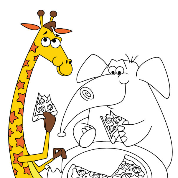 Geoffrey's pizza party digital coloring page